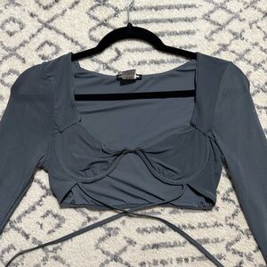 Fashion Nova Charcoal Gray Sheer Bra top